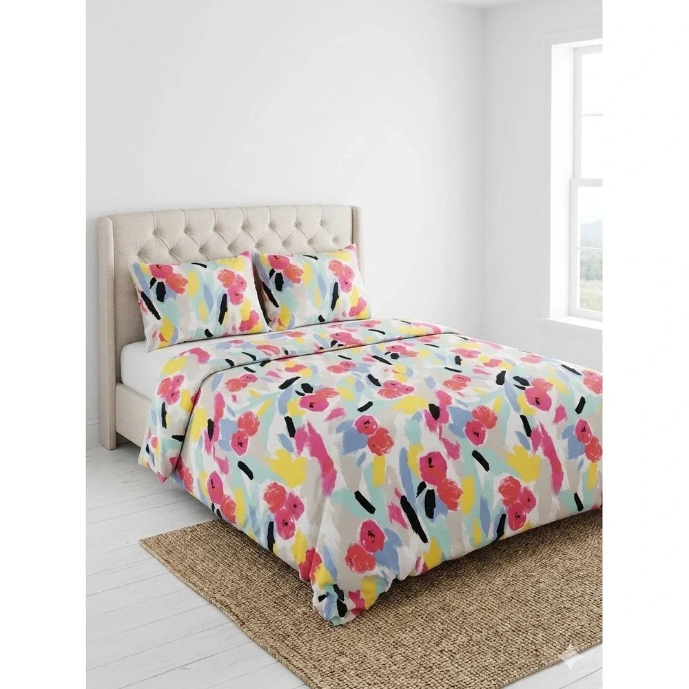 Kate‎ Spade Paintball Abstract Floral Comforter With 2 Shams Full/Queen